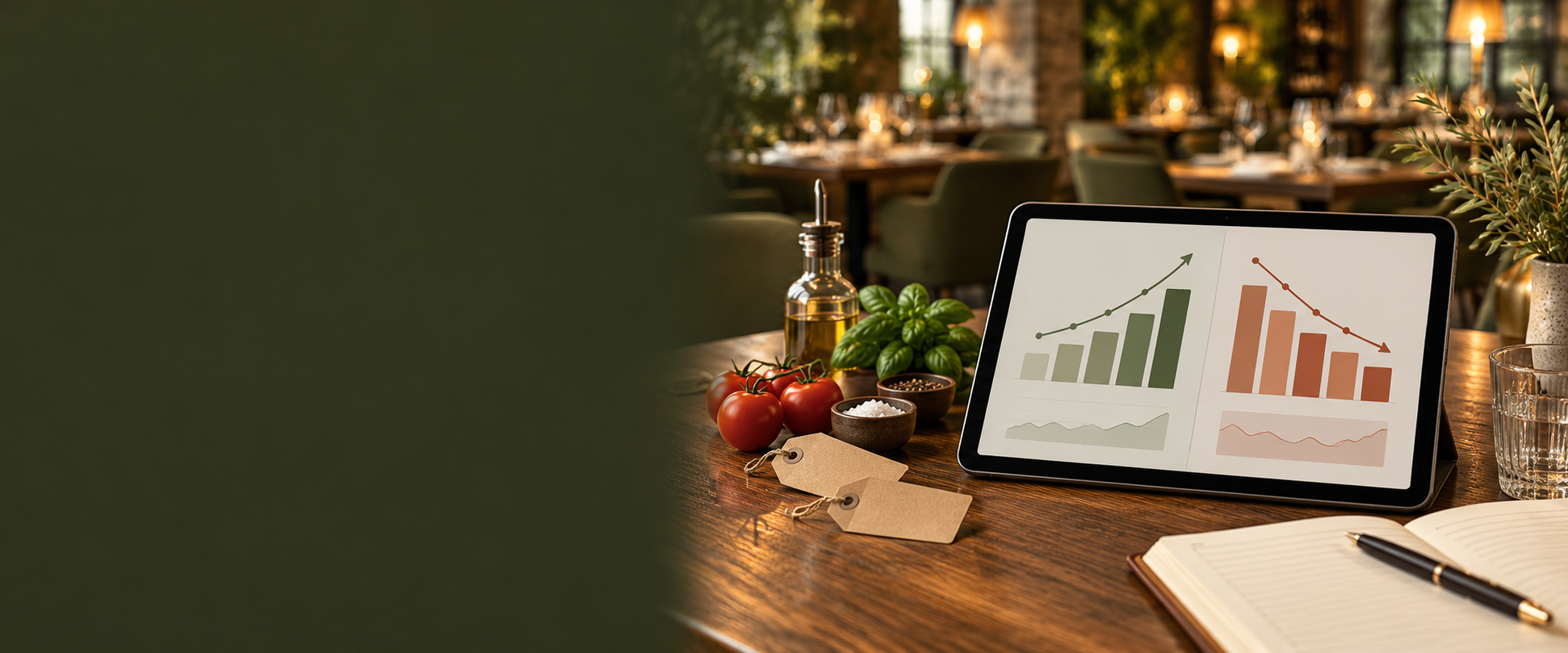 Visualizzazione illustrativa di due scenari di andamento su un tablet
